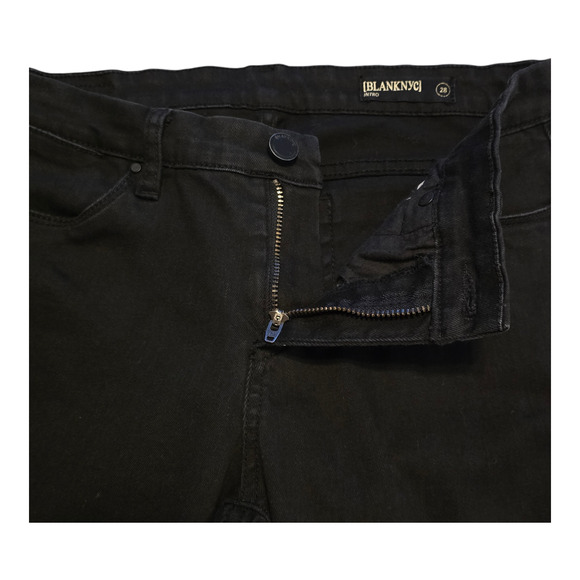 Blank NYC Jeans Womens 28 Black Intro Skinny Distressed Raw Hem Grunge Chic Y2K - Picture 5 of 13